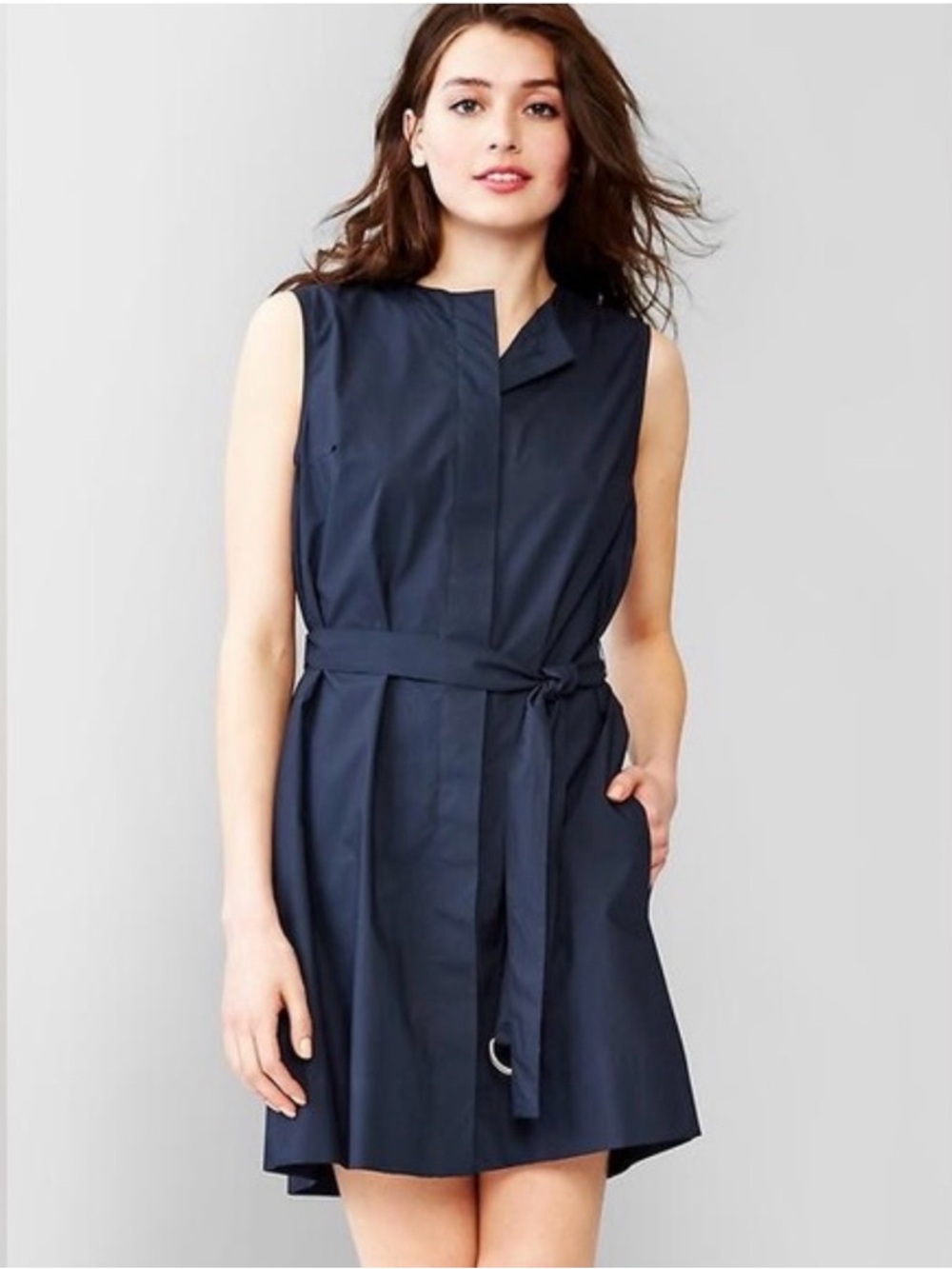 GAP Navy Sleeveless Belted Mini Dress